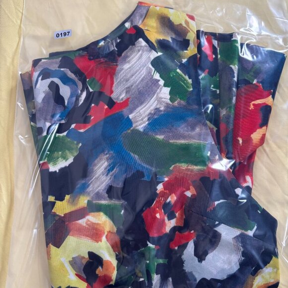 Alice + Oliva Womens Multicolor Brush Stroke Sleeveless Lined Peplum Top Size 4 - Picture 10 of 10